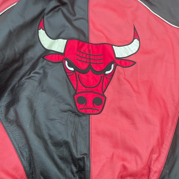 Vintage 90s Wilsons Leather Black and Red leather bulls pro player jacket - Picture 7 of 7